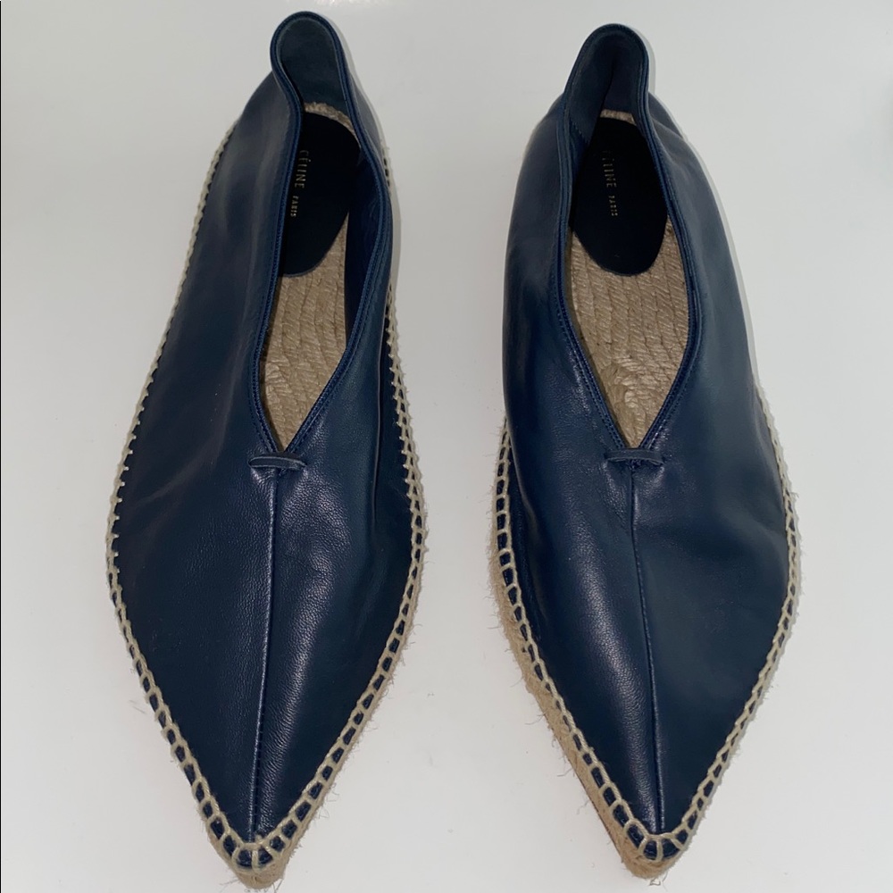 Authentic Céline V Neck Navy Blue Espadrilles